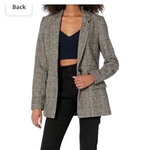 The Drop Women's Classic Plaid Blazer - Black and Gray